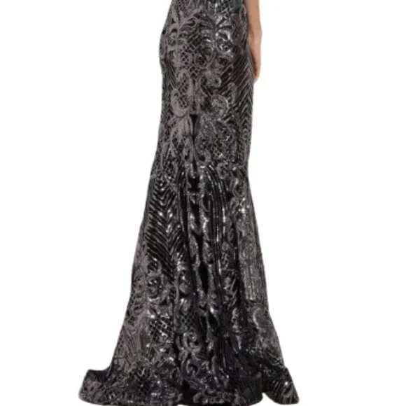 SALE NWT Jasz Couture 7432 Sequined Prom Dresses Black/Gunmetal Size 6 - Picture 4 of 6
